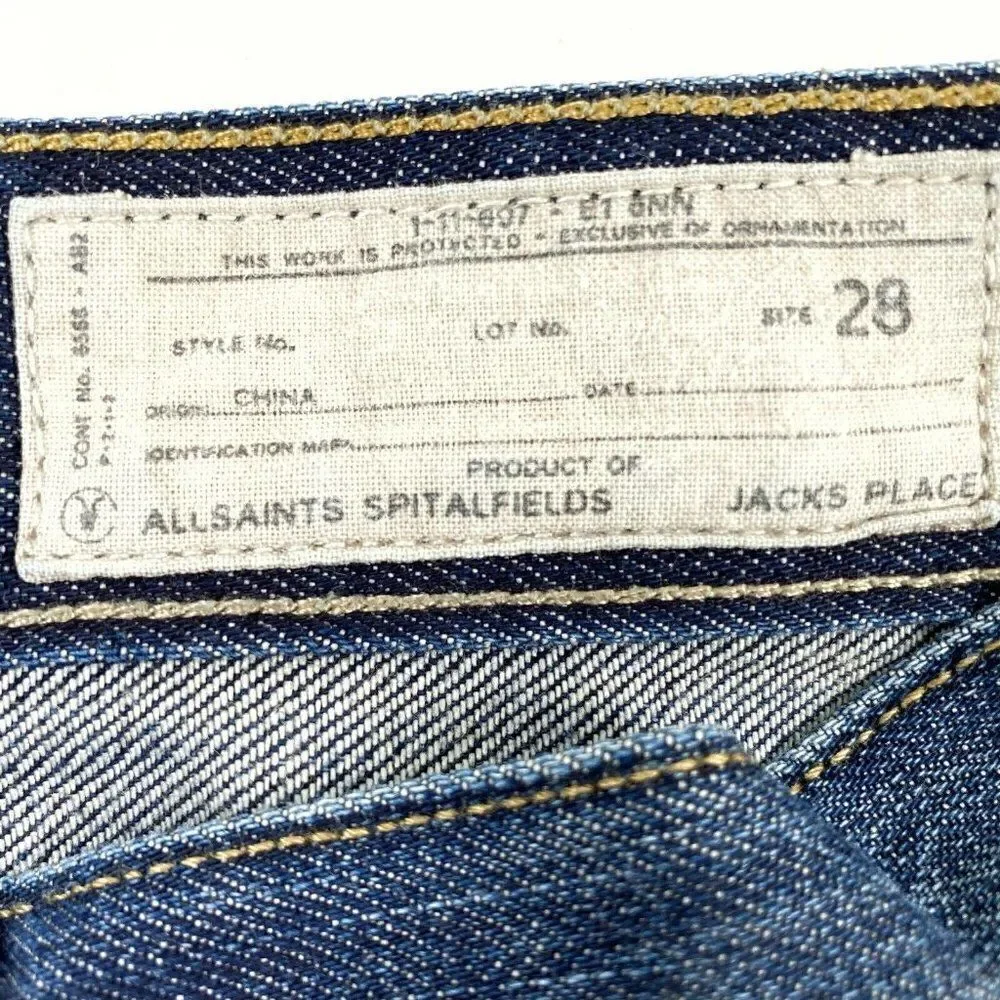 All Saints Men’s Short Kick Denim Jeans Blue 28 - Picture 6 of 8